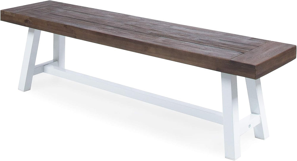 Christopher Knight Home Carlisle Outdoor Acacia Wood Dining Bench with Metal ...