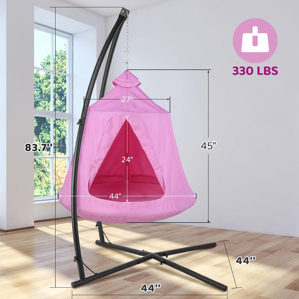 Hanging Hammock X-Stand w/Tree Tent, Swing Chair Stand w/Play Tent