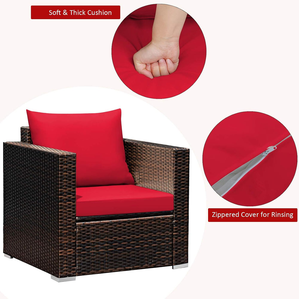 Tangkula 3 Pieces Patio Furniture Set, Outdoor Conversation Rattan Furniture ...