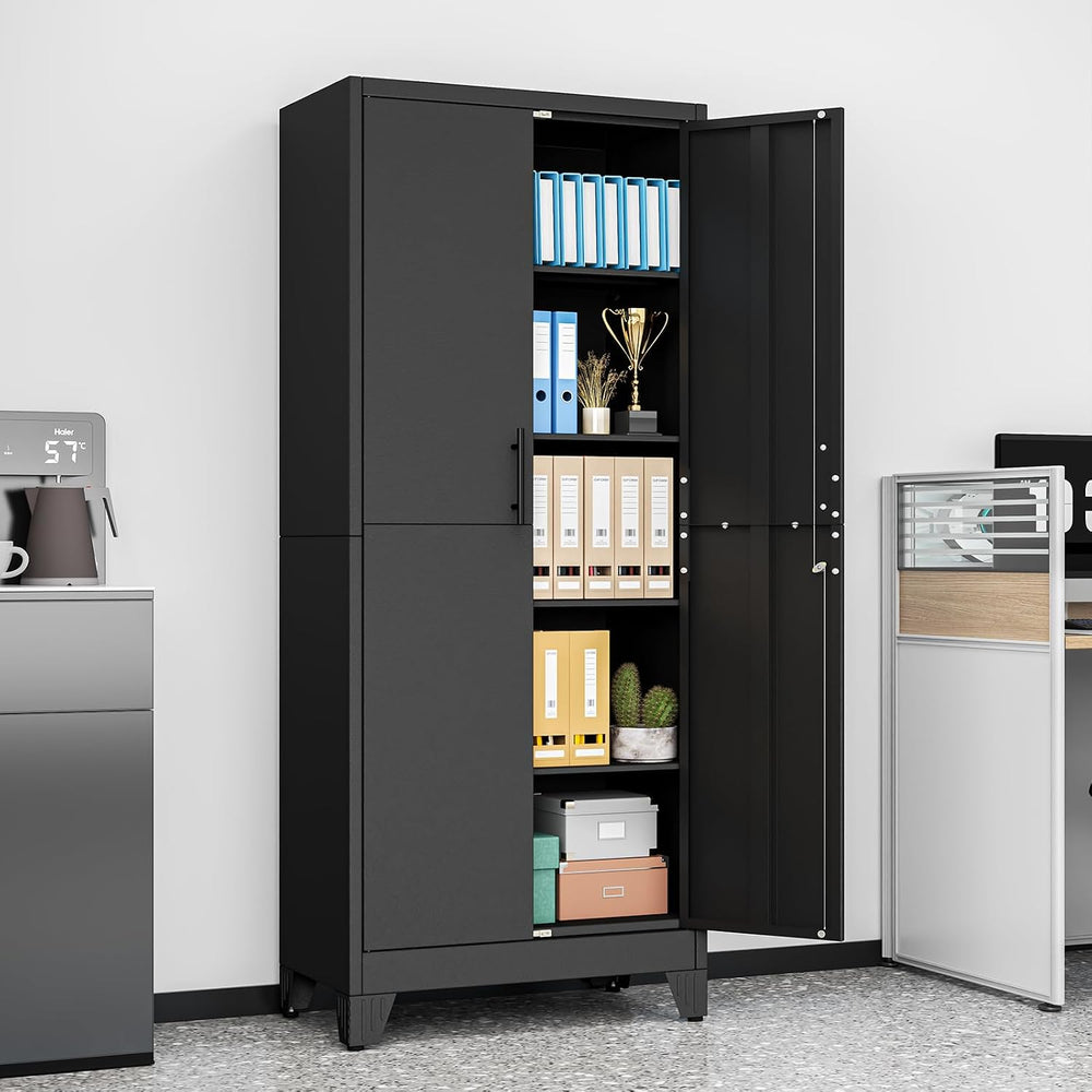 71" Metal Garage Storage Cabinet with Locking Doors and Shelves