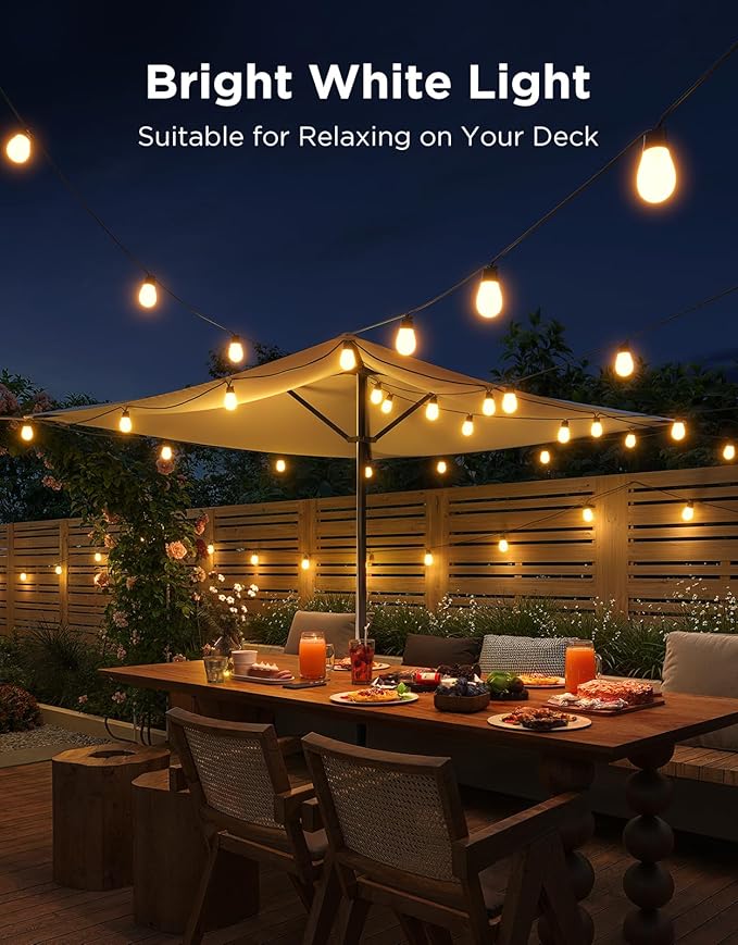 Govee S14 Bulb Outdoor String Lights 2, 144ft RGBIC Smart Warm White Outdoor ...