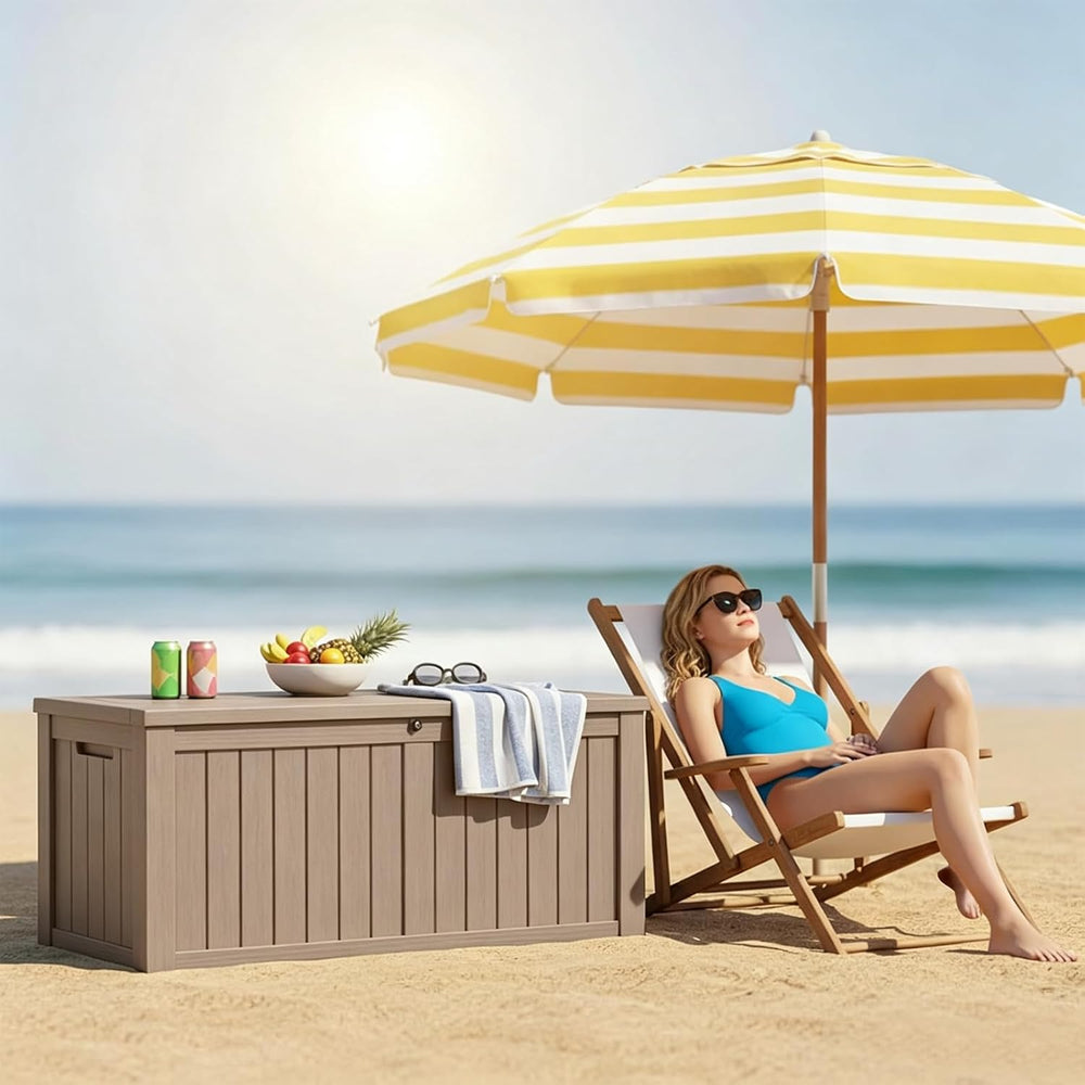 152 Gallon Resin Outdoor Storage Box, Waterproof Deck Box with Lockable Lid, ...