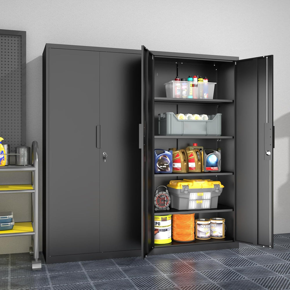 Metal Garage Storage Cabinet with Lock, 71" Tall Steel Storage Locker wi...