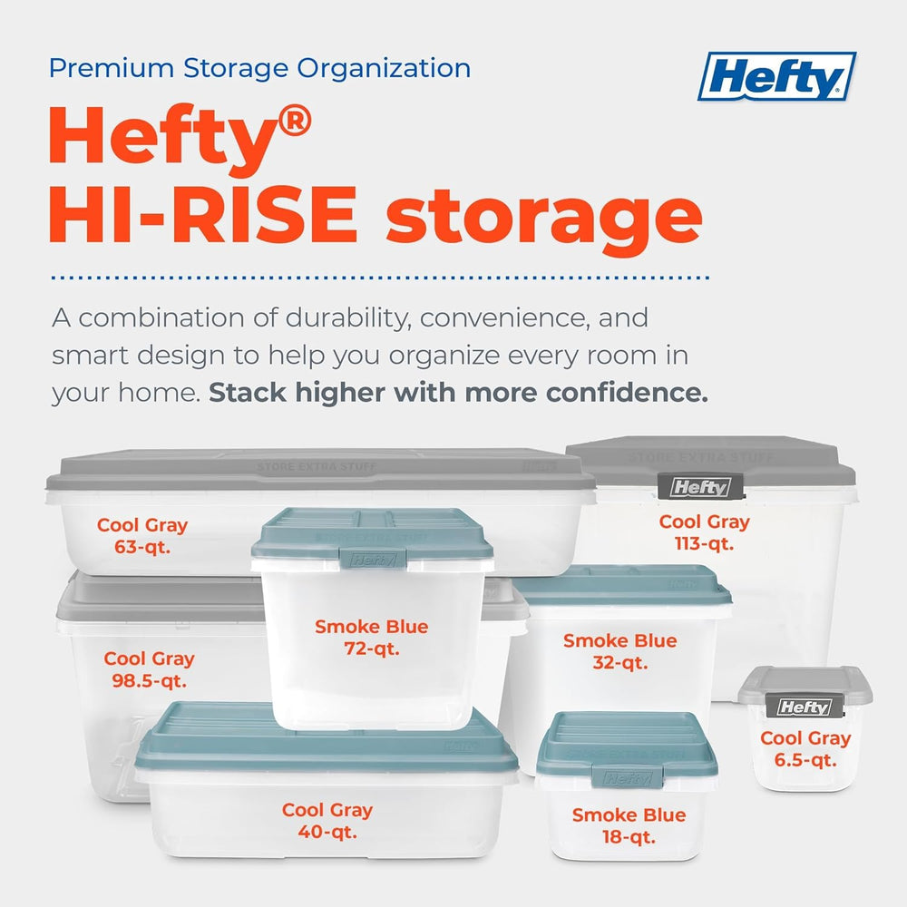 Hefty HI-RISE Stackable Storage Bins - Storage Containers with Lids, Shoe Org...