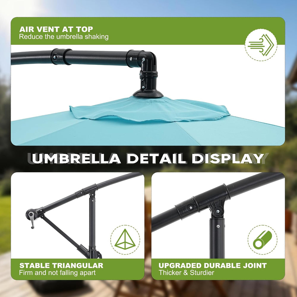 10FT Cantilever Offset Patio Outdoor Umbrella with Base Included