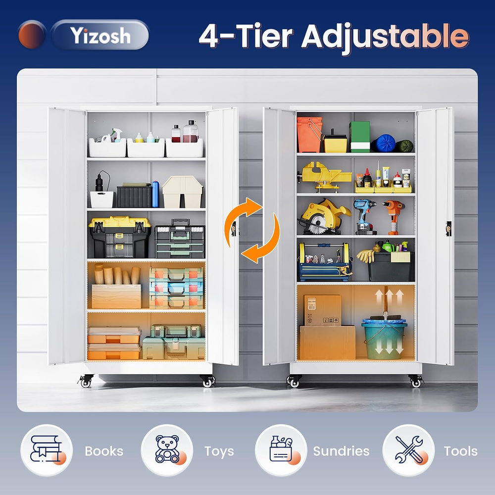 Metal Garage Storage Cabinet with Locking Doors and Adjustable Shelves,- 75&q...