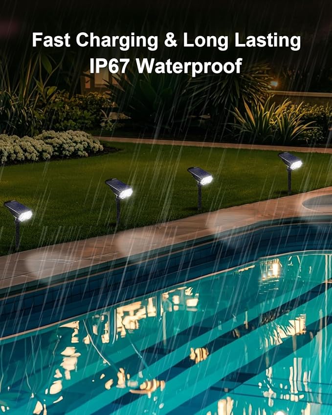 4 Pack Solar Powered Outdoor Spot Lights Outside Waterproof 20 LEDs Landscape...