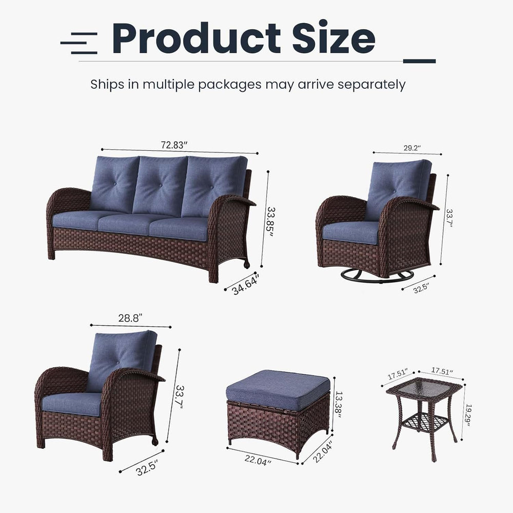 9 Pieces Patio Furniture Sets, Wicker Rattan High Back Outdoor Swivel Rocking...