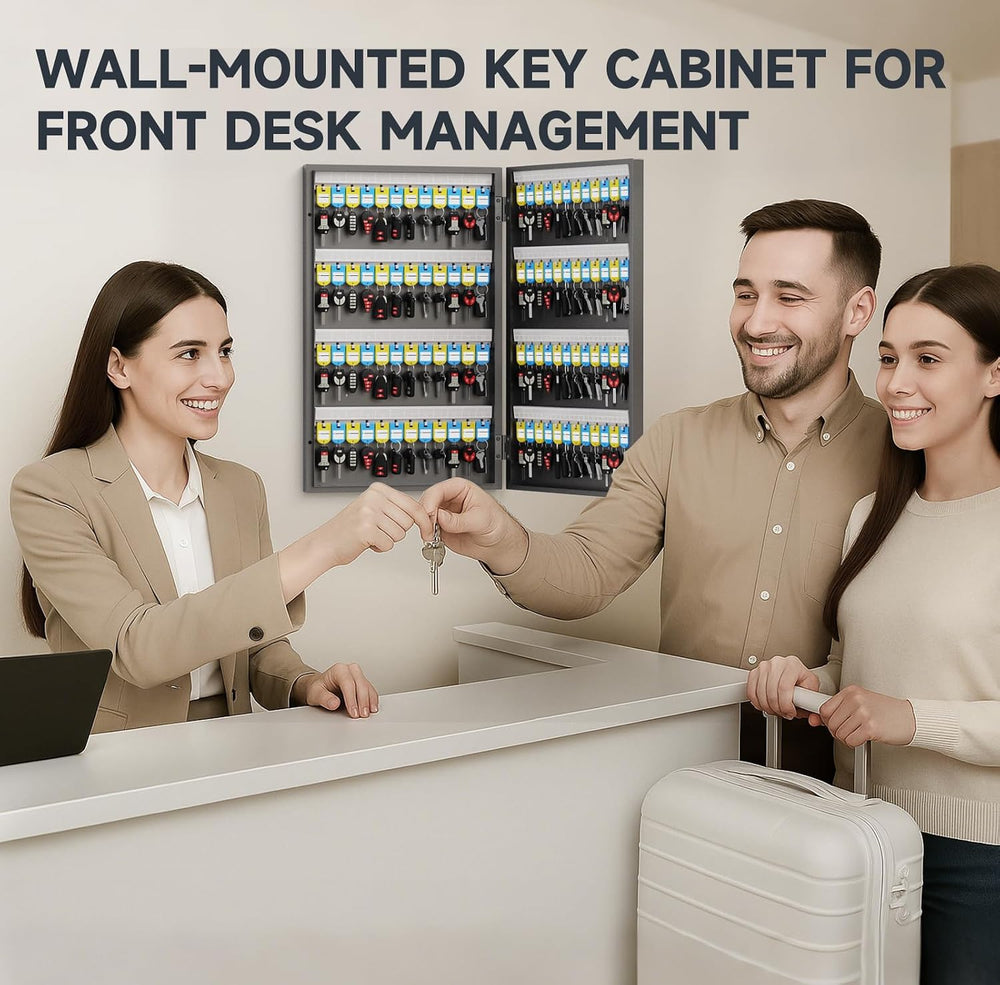 96-Keys Key Lock Box, Wall Mount Steel Key Organizer Cabinet with Key Tag