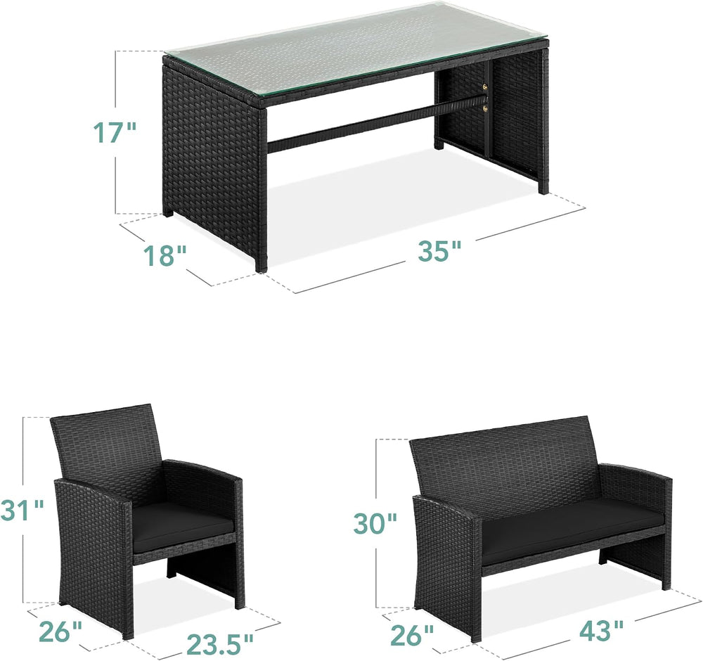 Best Choice Products 4-Piece Outdoor Wicker Patio Conversation Furniture Set ...