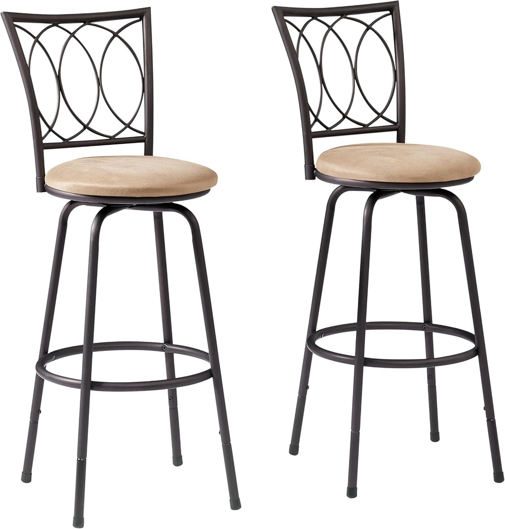 VECELO Bar Stools, 24/29" Adjustable Barstool,Swivel Counter Stool with ...