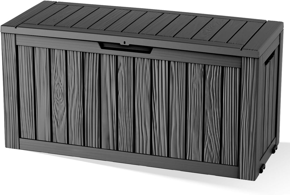 Vixzen 90 Gallon Deck Boxes Outdoor Waterproof, Lockable Resin Storage Box wi...