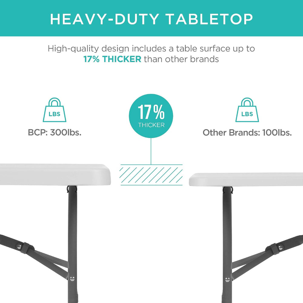Best Choice Products 8ft Plastic Folding Table, Indoor Outdoor Heavy Duty Por...
