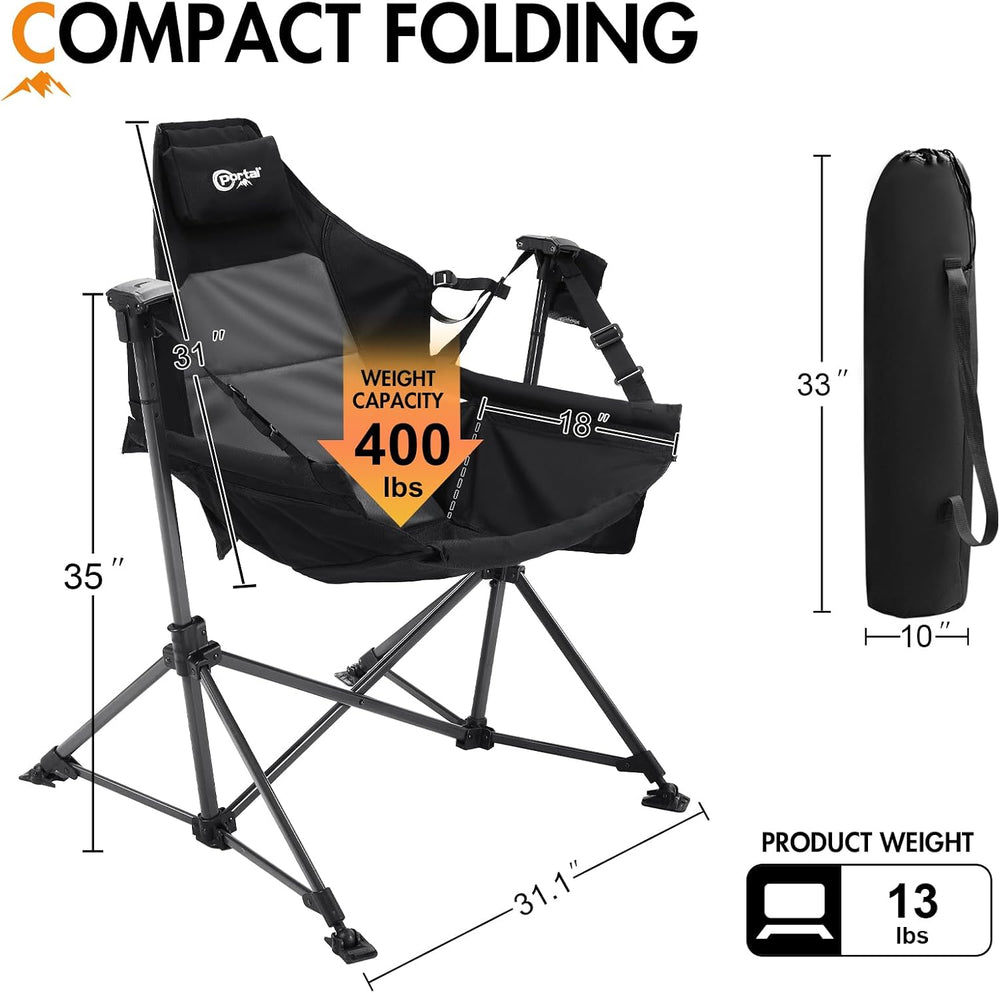 Portal Hammock Camping Chair,Adjustable Recline Backrest,Black