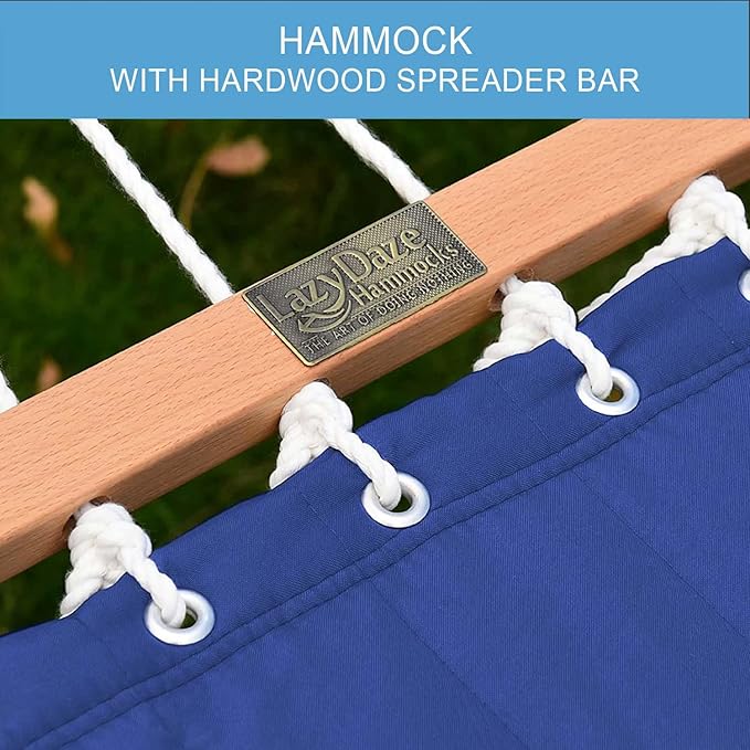 Lazy Daze Hammocks 12 FT Double Quilted Fabric Hammock with Spreader Bar and ...