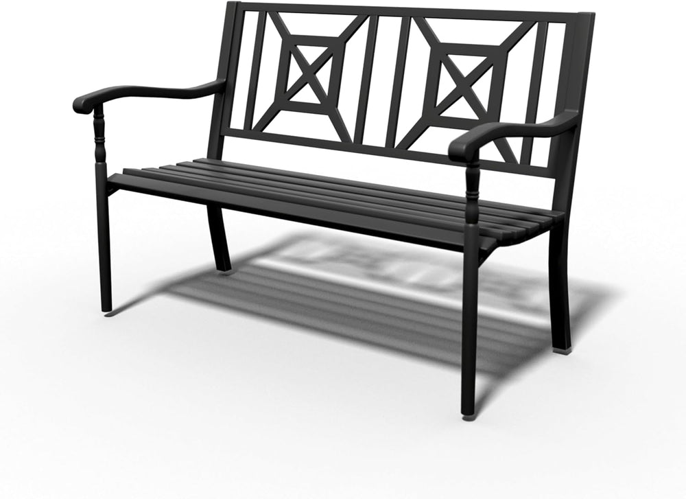 50 Inches Outdoor Garden Bench, Outdoor Metal Frame Patio Bench (BK-05)