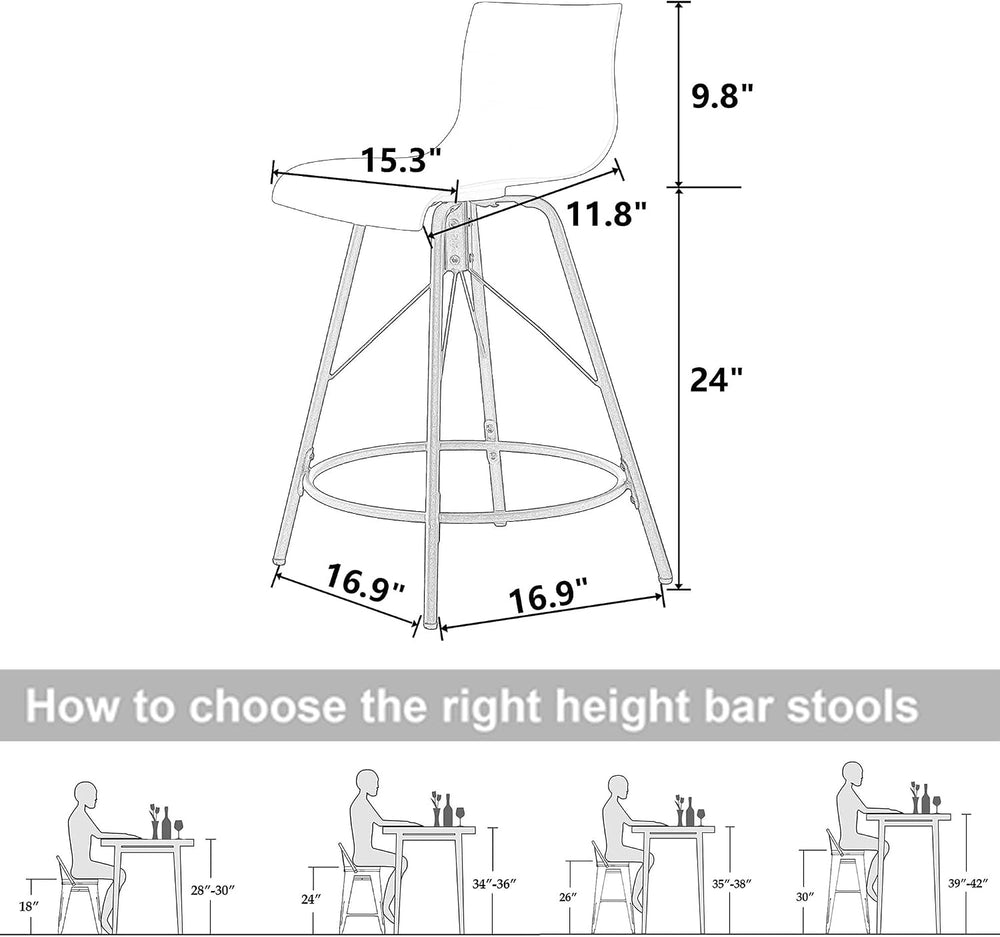 Haobo Metal Bar Stools, Counter Stools Chairs Plastic Seat Swivel Stools Set ...