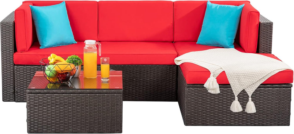 Shintenchi 5 Pieces Patio Furniture Sets Outdoor All-Weather Sectional Patio ...