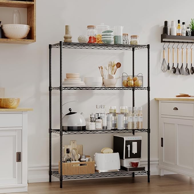BestOffice | 4-Tier Wire Storage Shelves | 36x14x54 | Black | with Adjustable...