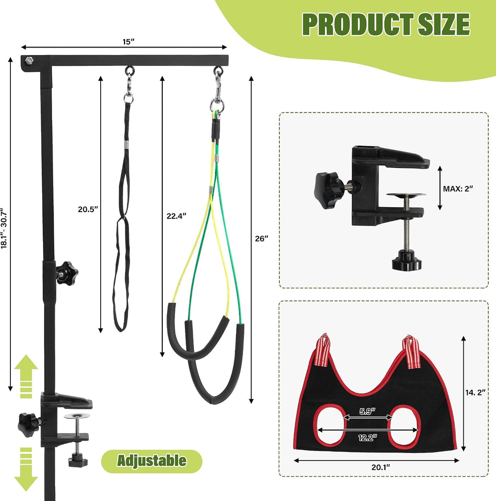 Dog Grooming Arm 35" with Hammock, Haunch Holder for Small Medium Pets