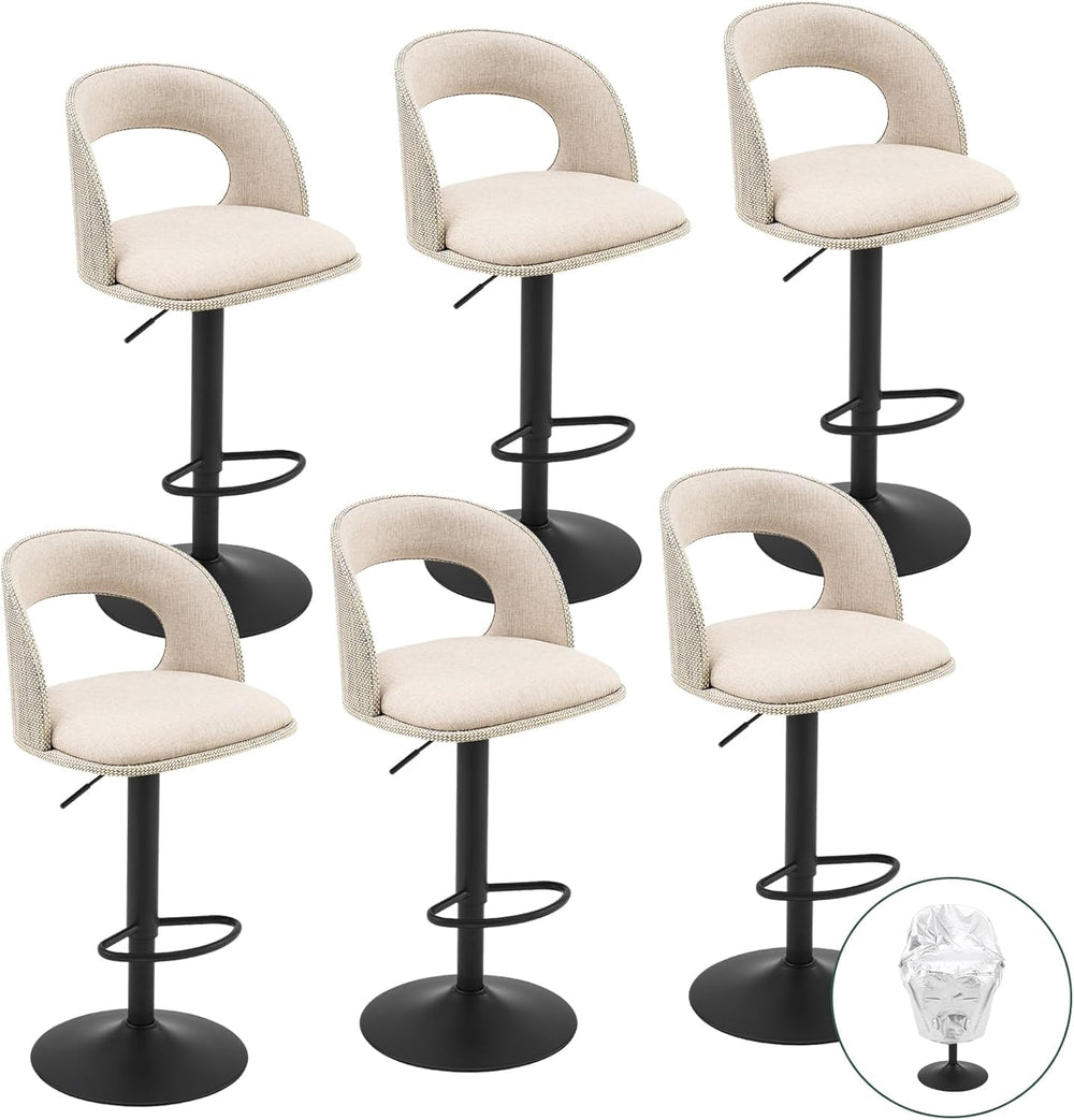 Furnimart Outdoor Bar Stools Set of 6 with Covers Waterproof, Adjustable Pati...
