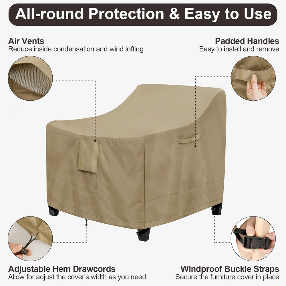 PureFit Outdoor Chair Covers Waterproof 2 Pack Patio Furniture Seat Covers