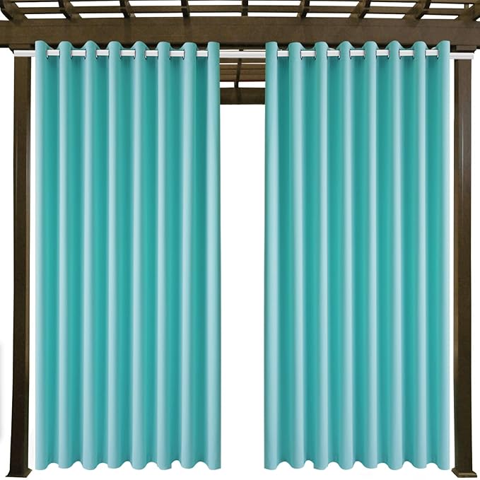 Waterproof Outdoor Curtain W105 x L95 - Grommet Top Sunlight Blocking Window ...