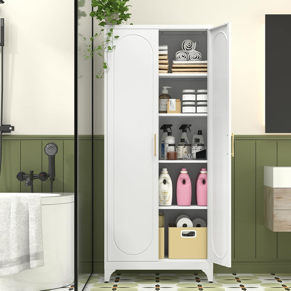 Polup 75" Tall Metal Kitchen Pantry Storage Cabinet with Doors and Shelves
