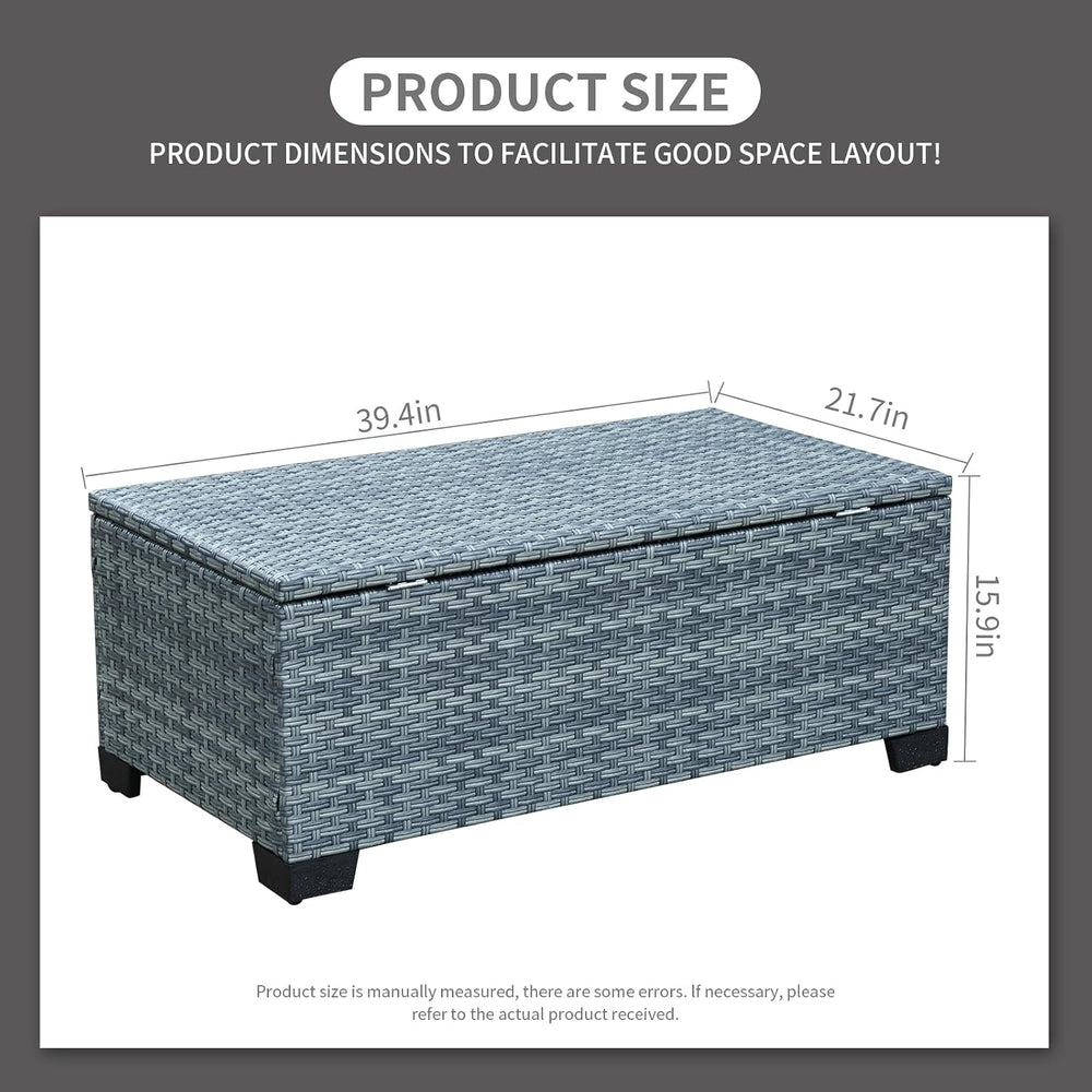 Outdoor Storage Table Wicker Patio Coffee Table All-Weather Rattan Side Table...