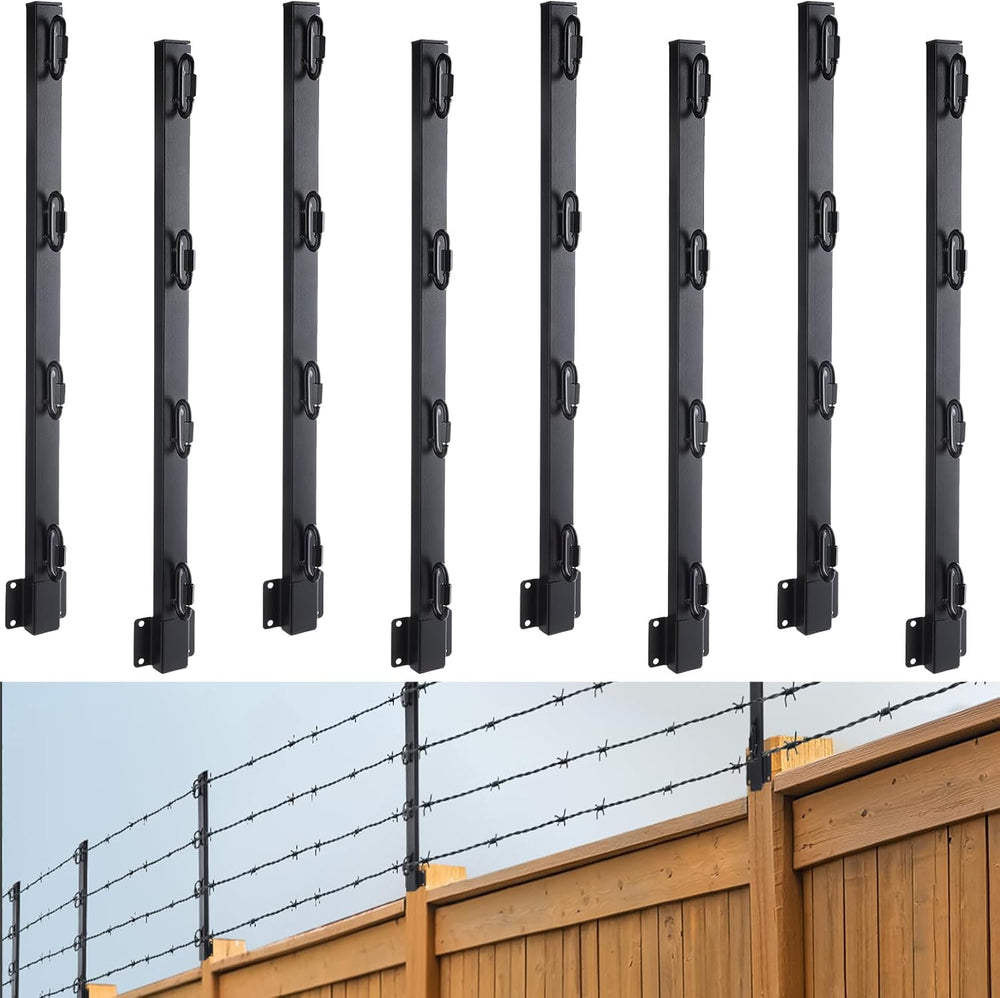 Hicarer 8 Pack 23.6" Fence Post Extender Poles, Barbed Wire Arm Outdoor