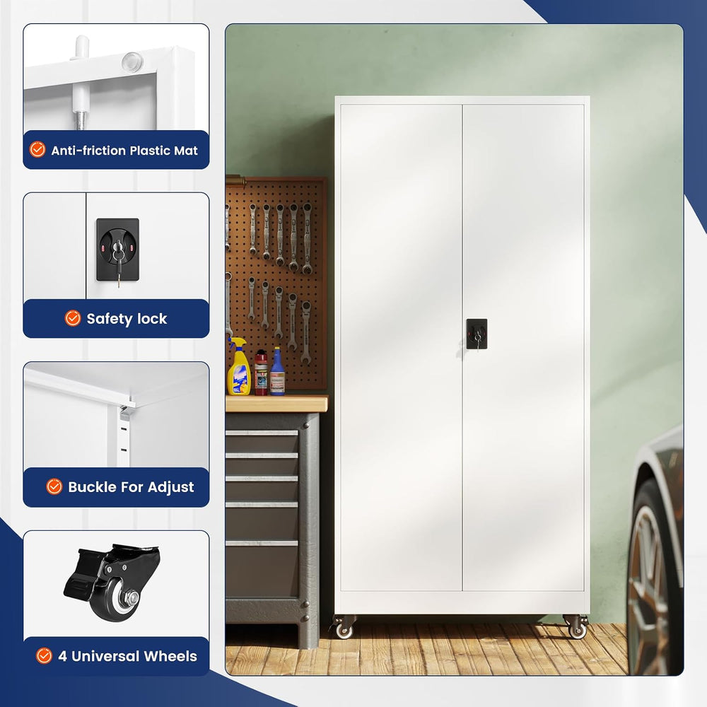 Metal Garage Storage Cabinet with Locking Doors and Adjustable Shelves,- 75&q...