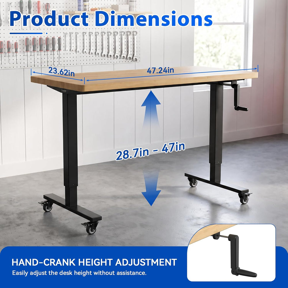 Work Benches for Garage,1000 LBS,Folding Crank Handle,Easy to Install