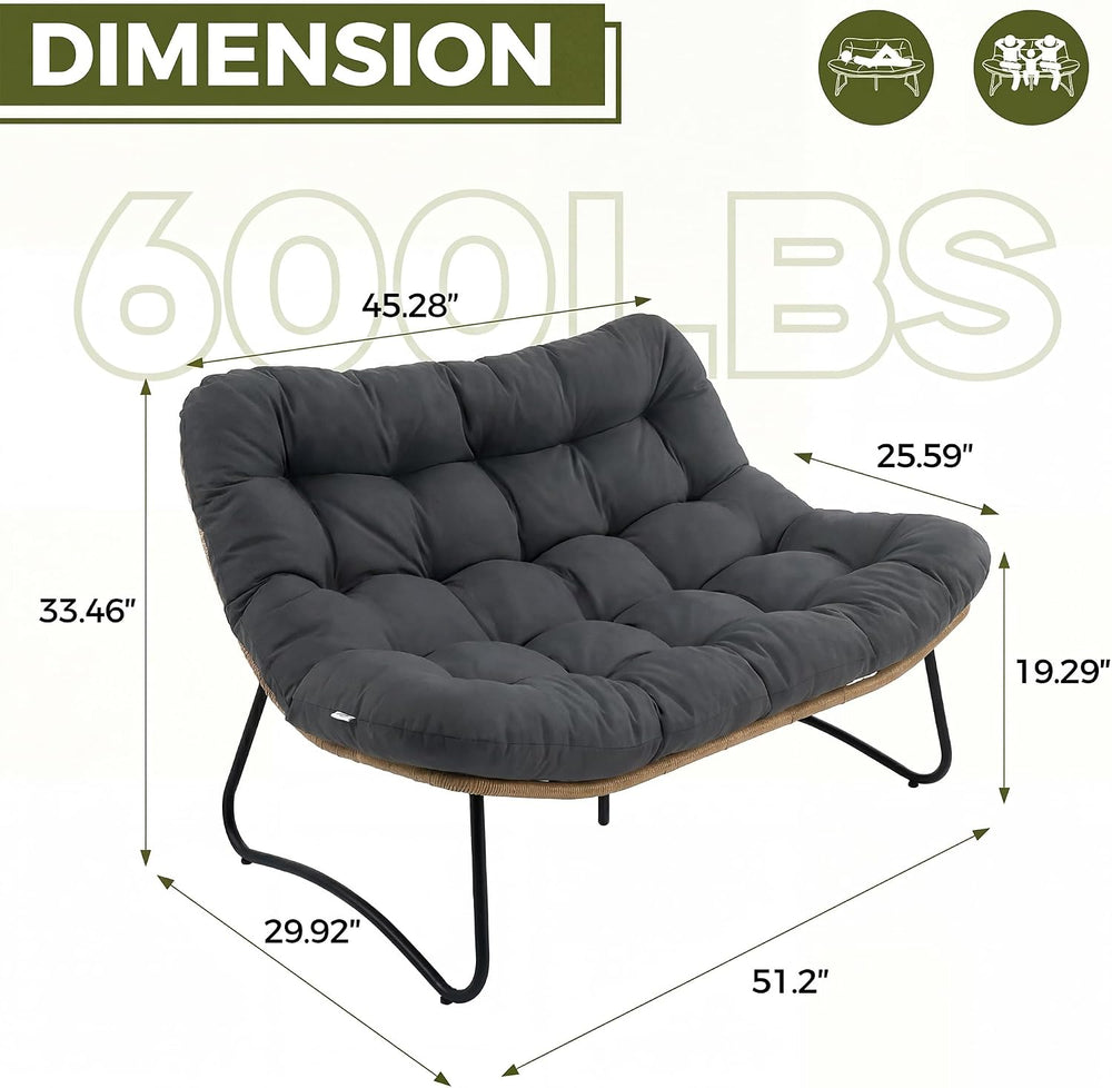 RADIATA Patio Love Seat, 2 Seat Patio Furniture Loveseat with Thick Cushion