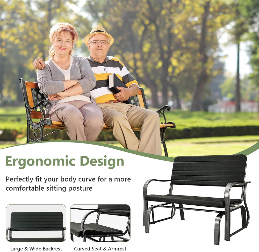 Tangkula Outdoor Glider Bench, Porch Glider Loveseat Swing Bench with w/Steel...