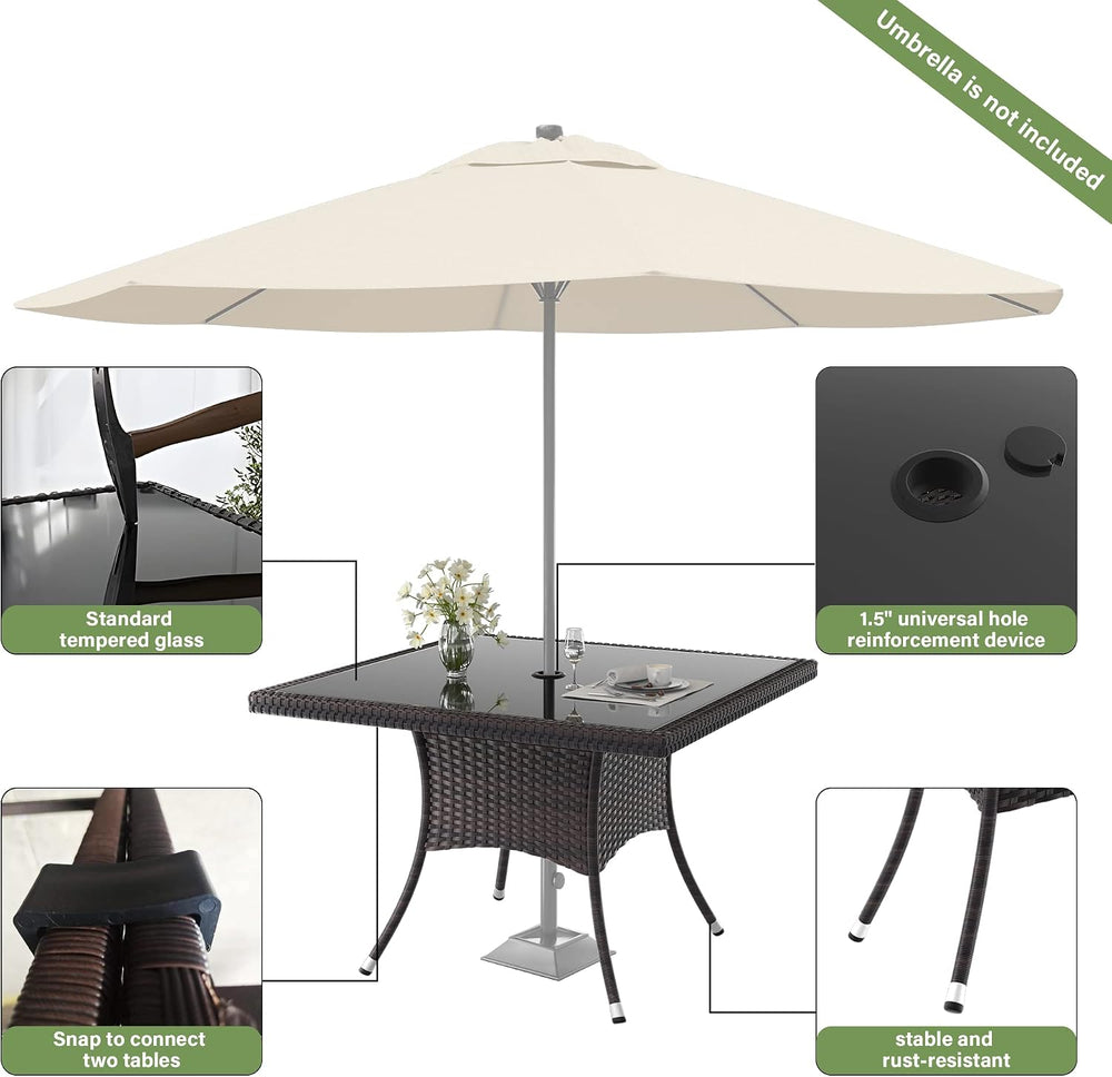 ALAULM 10 Piece Outdoor Patio Dining Set for 8 All-Weather Wicker Patio Furni...