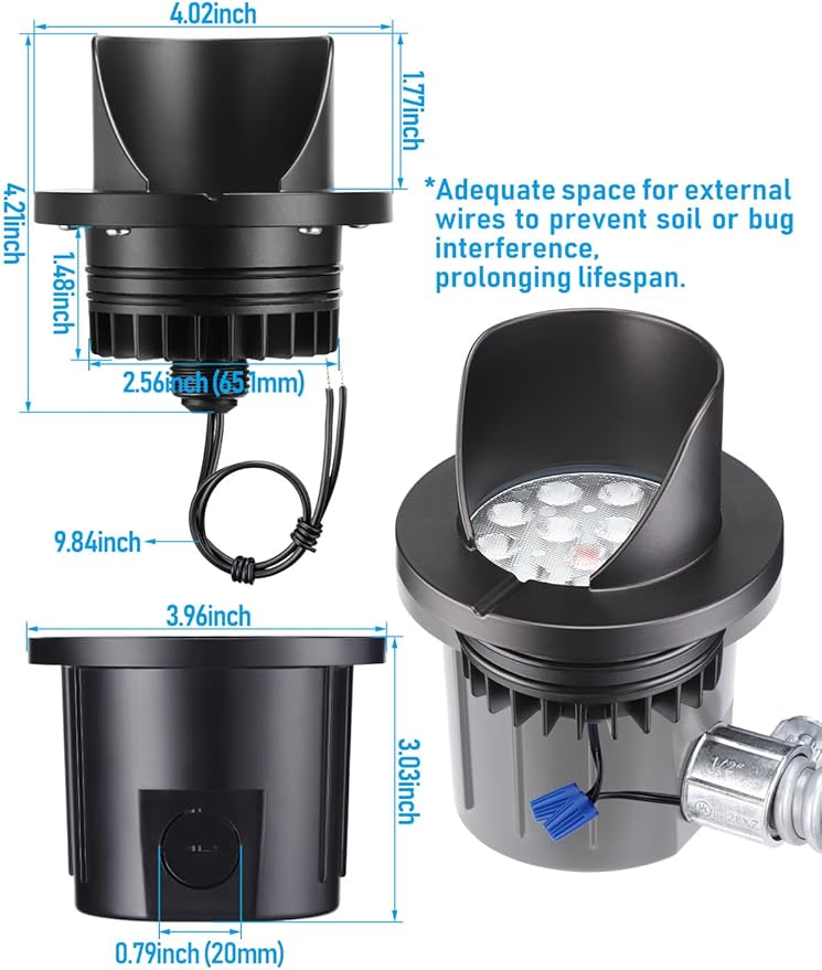 LEONLITE Dia. 4 Inch Well Lights Landscape LED In Ground, Shielded Top, 3000K...