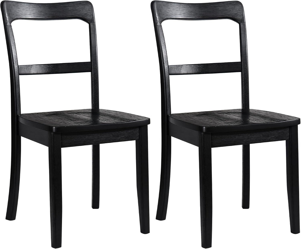 DUHOME Black Wooden Dining Chairs Set of 2,Ladder Back Kitchen Chairs
