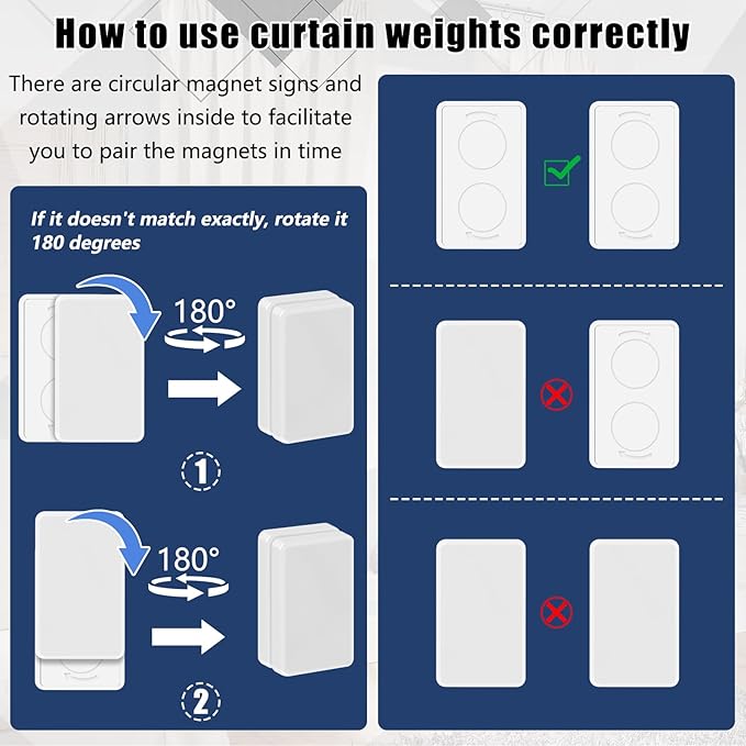 36pcs Outdoor Curtain Weights, Plastic Wrapped Magnetic Drapery Weights, Wate...