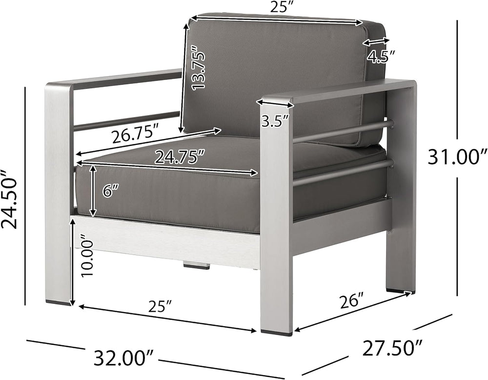 Christopher Knight Home Crested Bay Aluminum Patio Chat Set, 5-Pcs Set, Khaki...