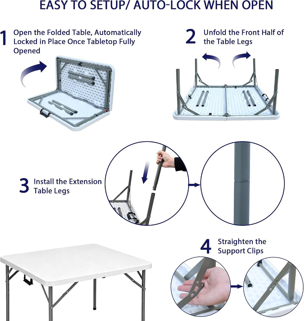 Lakhow 34" Square Folding Card Table, Fold in Half Heavy Duty Portable T...