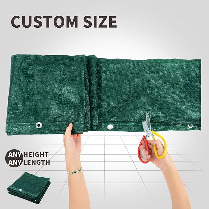 LOVE STORY Custom Size 3'x18' Dark Green Balcony Privacy Screen,UV Bl...