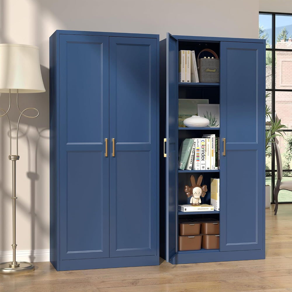 71"Metal Pantry Storage Cabinet with Doors & 4 Adjustable Shelves