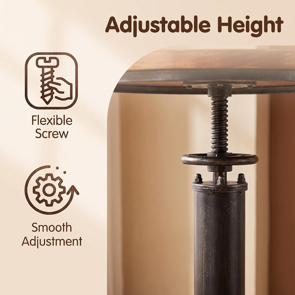 Industrial Bistro Bar Table 38.6-44.4inch Height Adjustable Farmhouse Pub Tab...