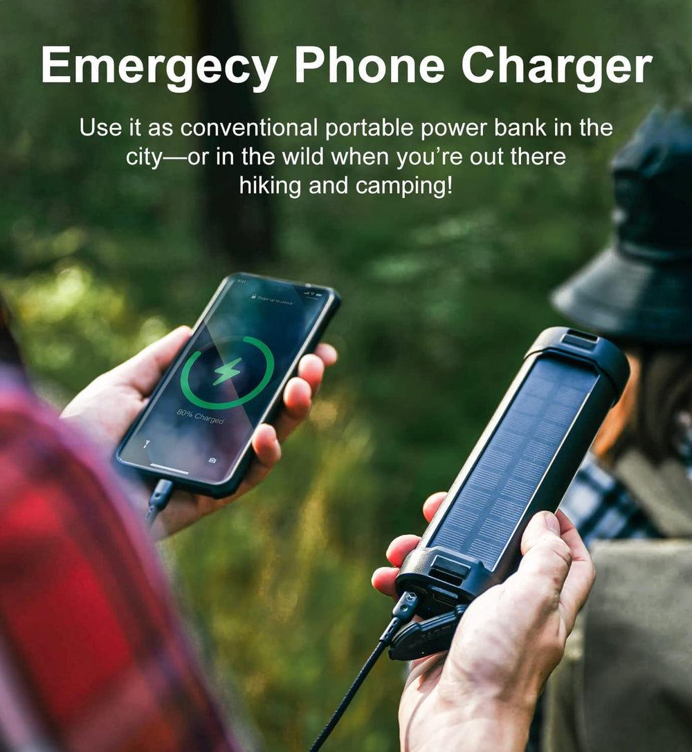 Solar Rechargeable Camping Lantern, Rechargeable Flashlights with 6000mAh Bat...