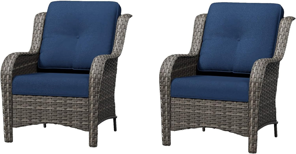 Patio Chairs Set of 2, Outdoor Wicker Patio Furniture Set with Thickened Olef...