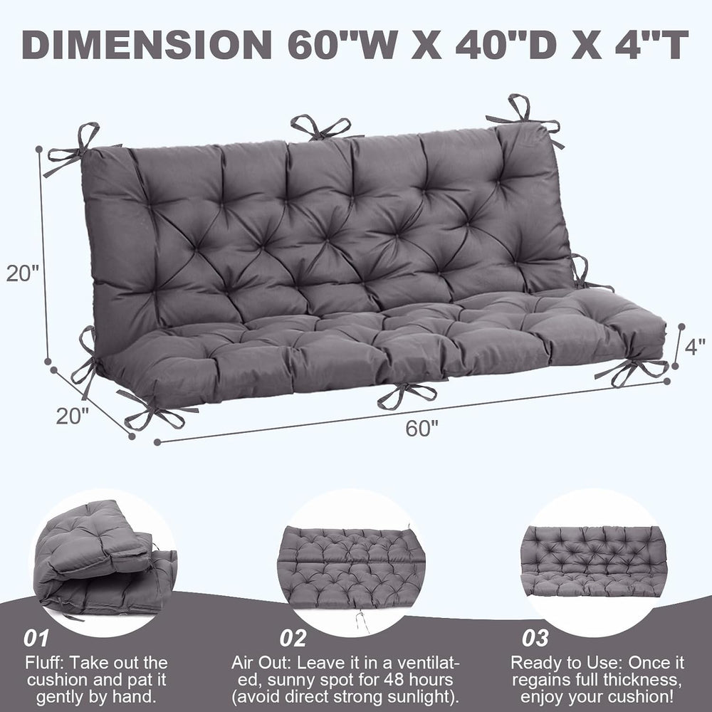EverPine Porch Swing Cushions, 60x40 inch Outdoor Swing Cushion Replacement 2...