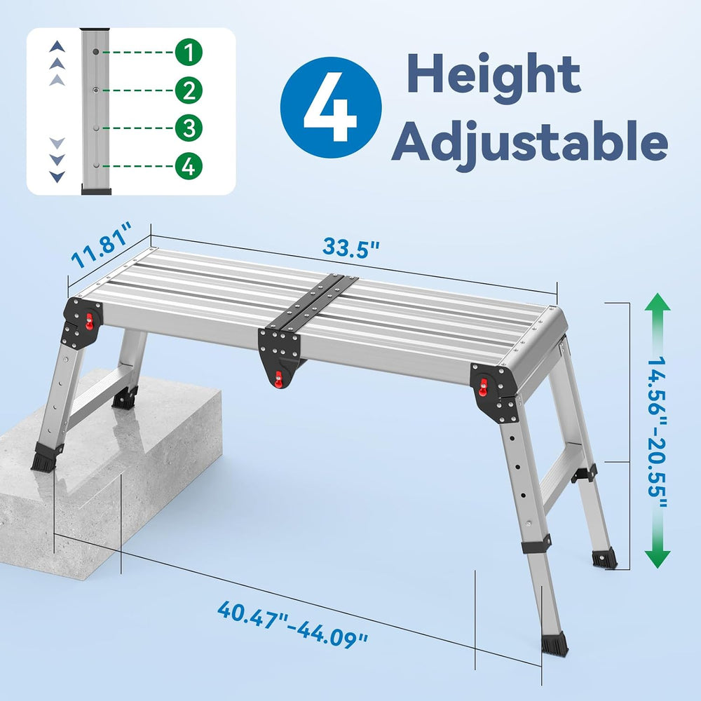 Work Platform, 500 lbs Capacity, One-Touch Fold, Larger Black