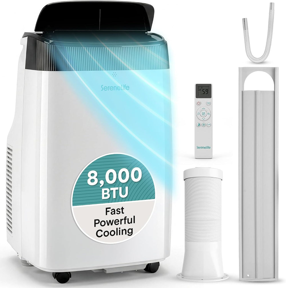 SereneLife Portable Air Conditioner, With Dual Motor, Dehumidifier & Fan ...