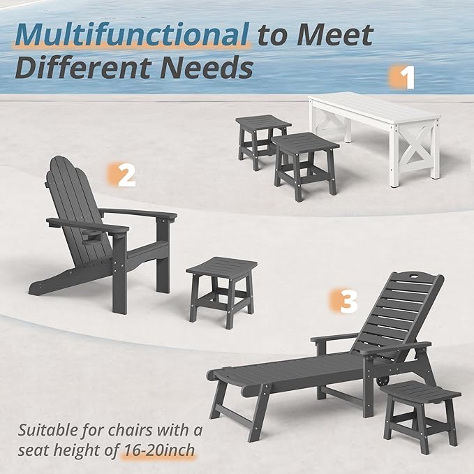 LUE BONA Outdoor Adirondack Ottomans, Footrest Footstool Set of 2, Outdoor Fo...