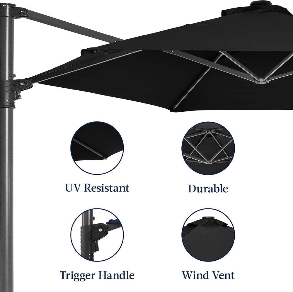 Best Choice Products 10ft Offset Cantilever Hanging Market Patio Umbrella, Sm...